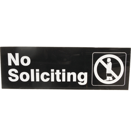 TRAEX Sign, No Soliciting , Blk, 3X9" 4527